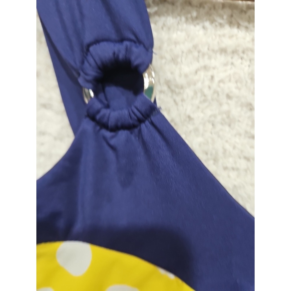 Tommy Hilfiger Sz M YELLOW/ Navy White Polka Dot Swim Dress - Picture 10 of 12